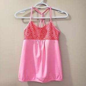 Ivivva Lululemon Sundancer Tank Diamond Daze neon pink shell - Size 12
